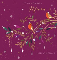 To My Wonderful Mum Christmas Robins Card Sara Miller London